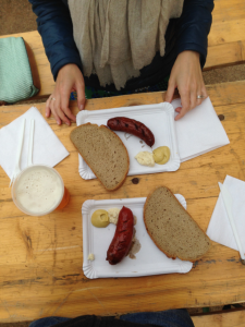 Beer and sausage. We're not hard to please.